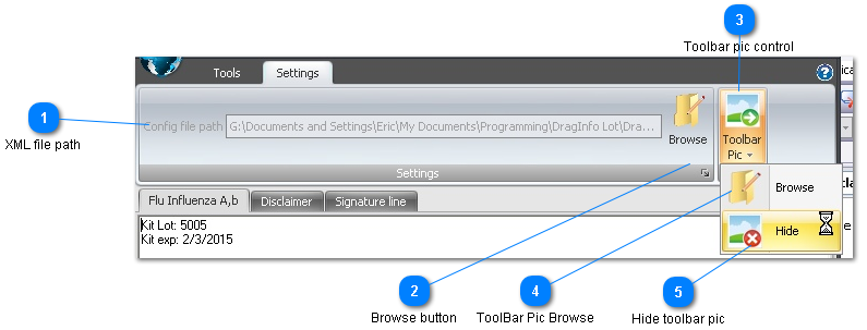 Settings window